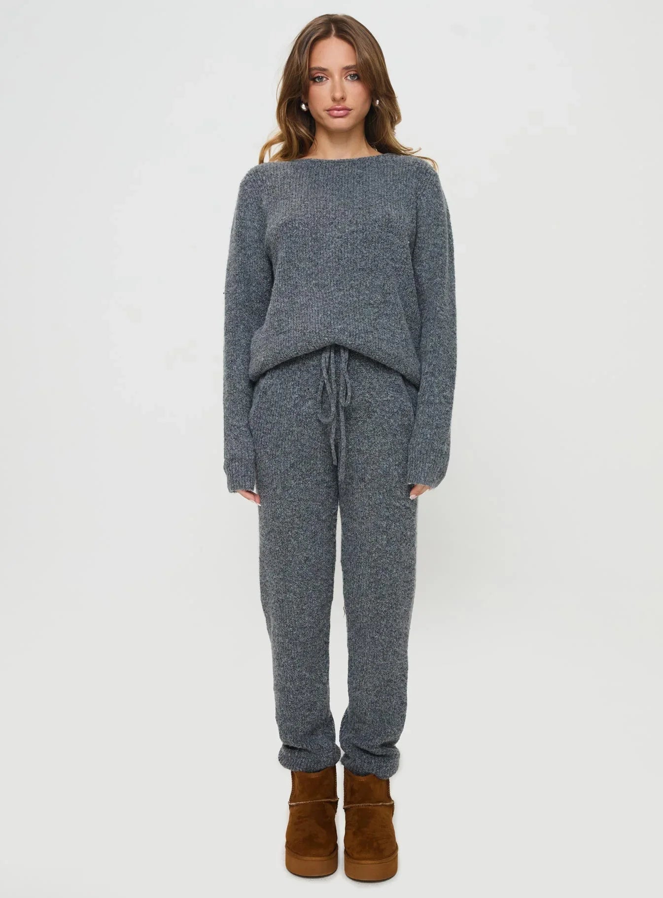Abrams Rib Knit Crew Sweater Charcoal Marle