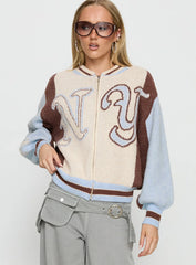 Brandyce Graphic Knit Jacket Blue Chocolate