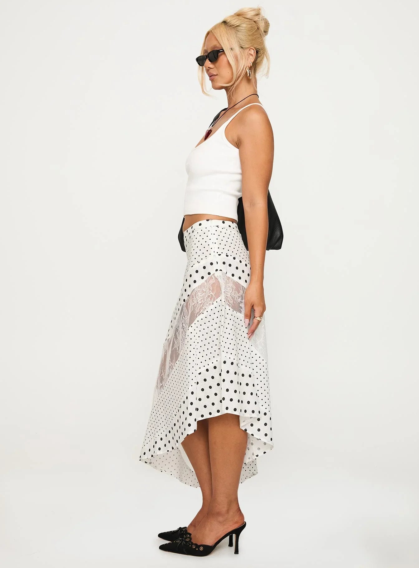 Rennar Maxi Skirt White Polka Dot