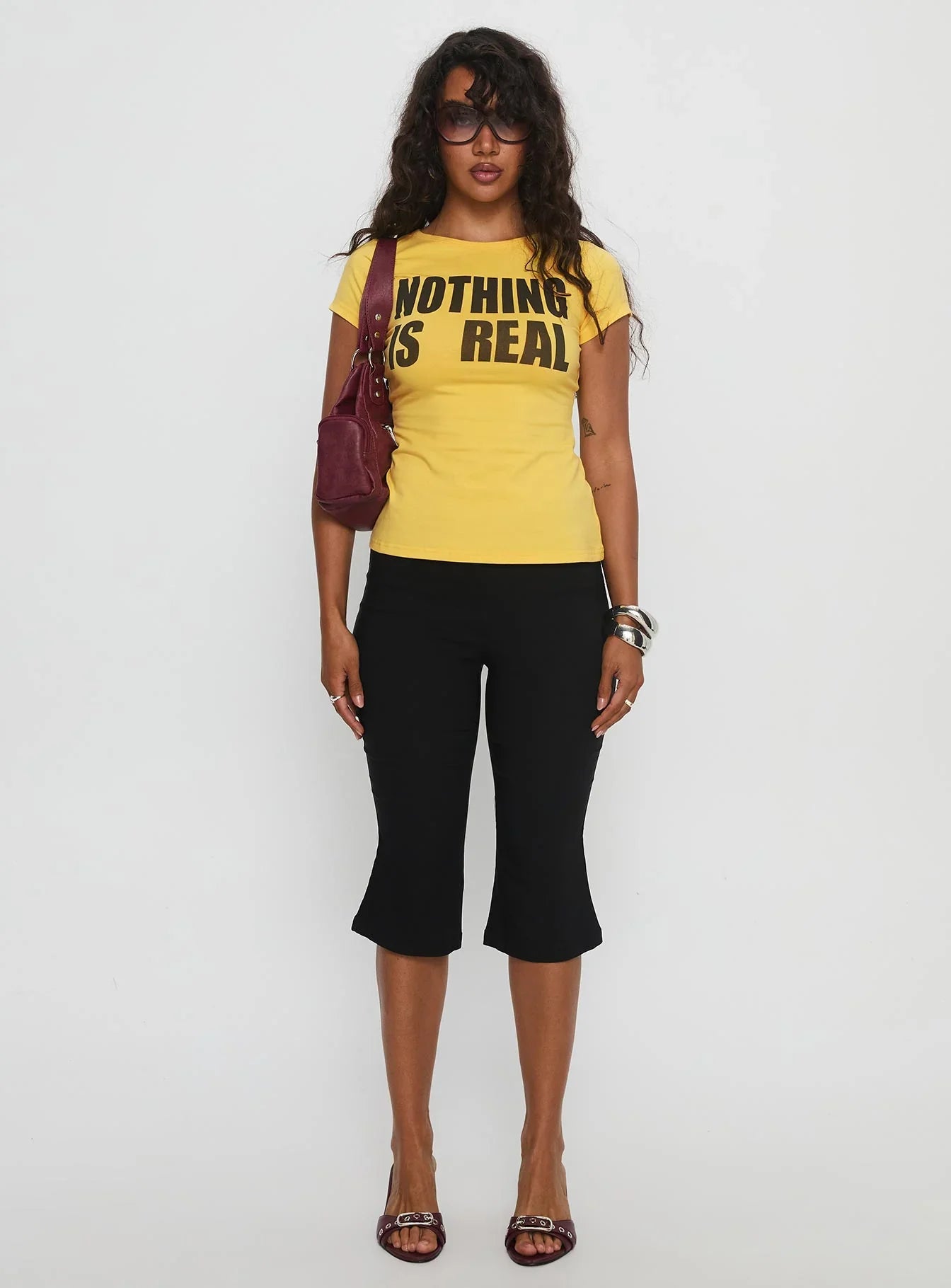 Nothing Is Real Graphic Top Yellow Black