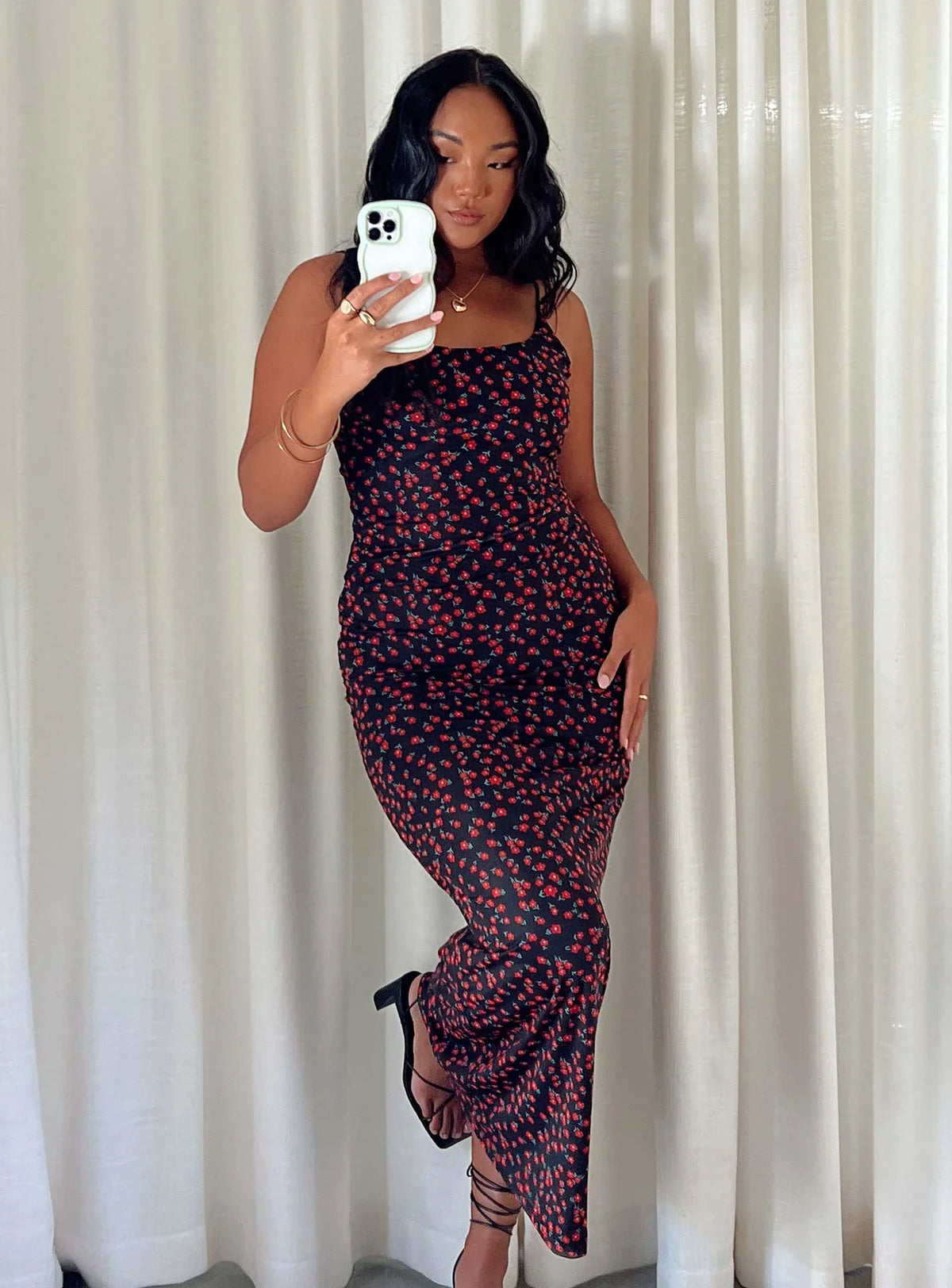 Knox Maxi Dress Black Red Floral