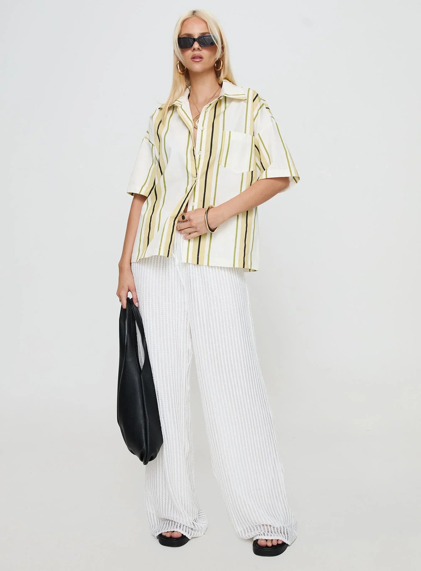 Karyn Top White Yellow Stripe
