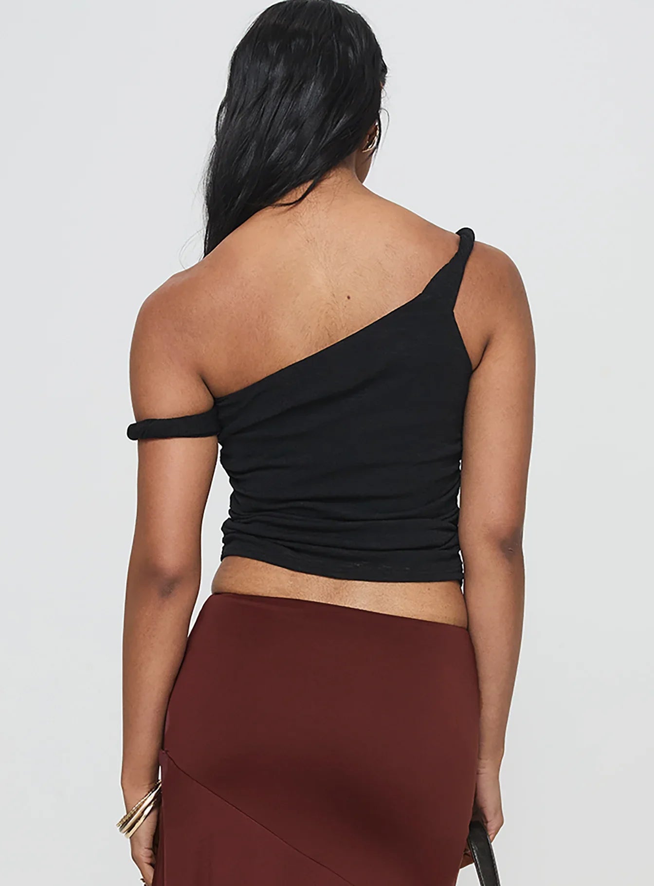 Messenger One Shoulder Top Black