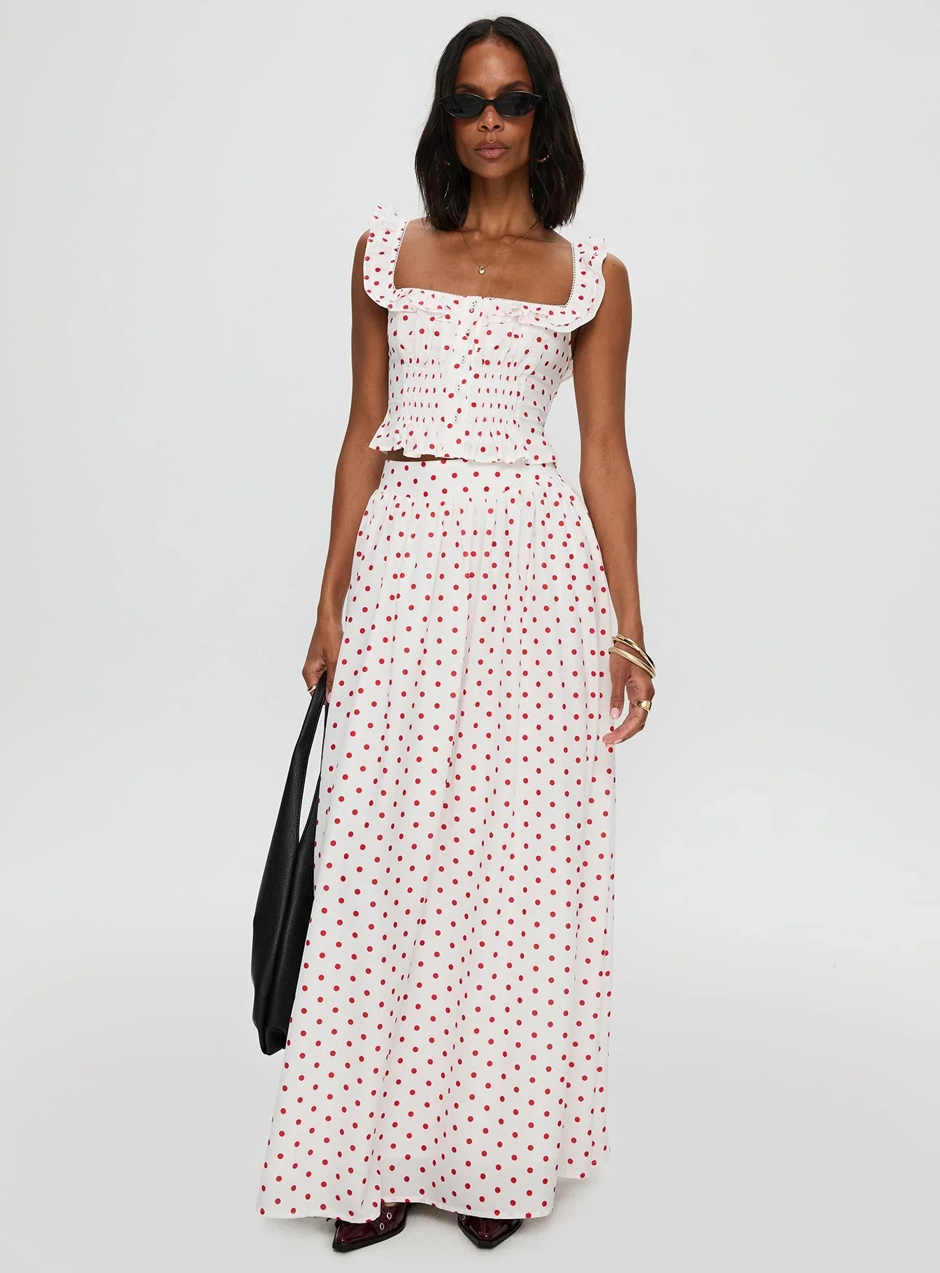 Valerio Maxi Skirt White Red