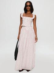 Valerio Maxi Skirt White Red