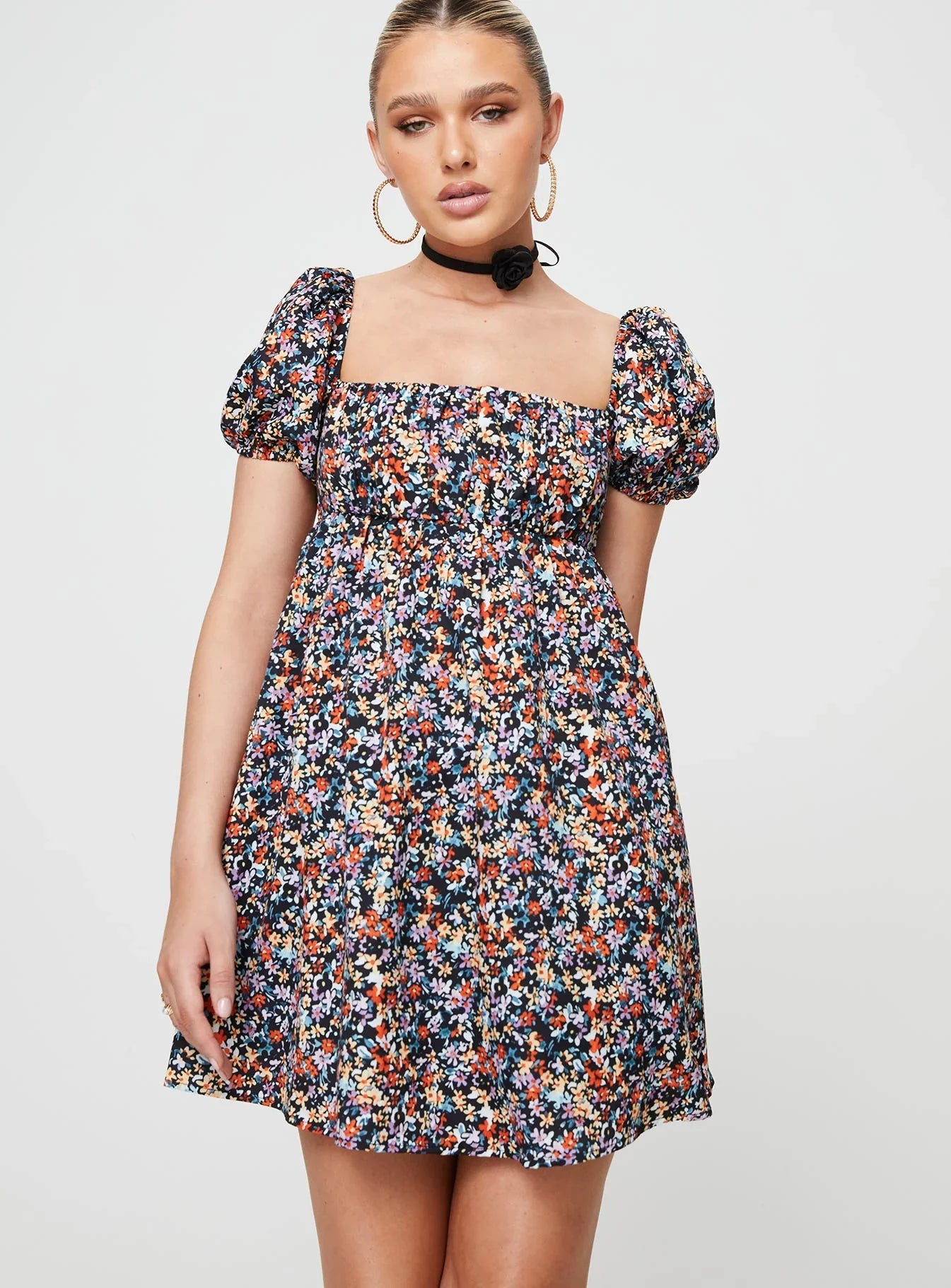 Lets Dance Mini Dress Black Floral