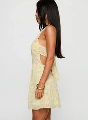 Rosamie Halter Mini Dress Cream Floral