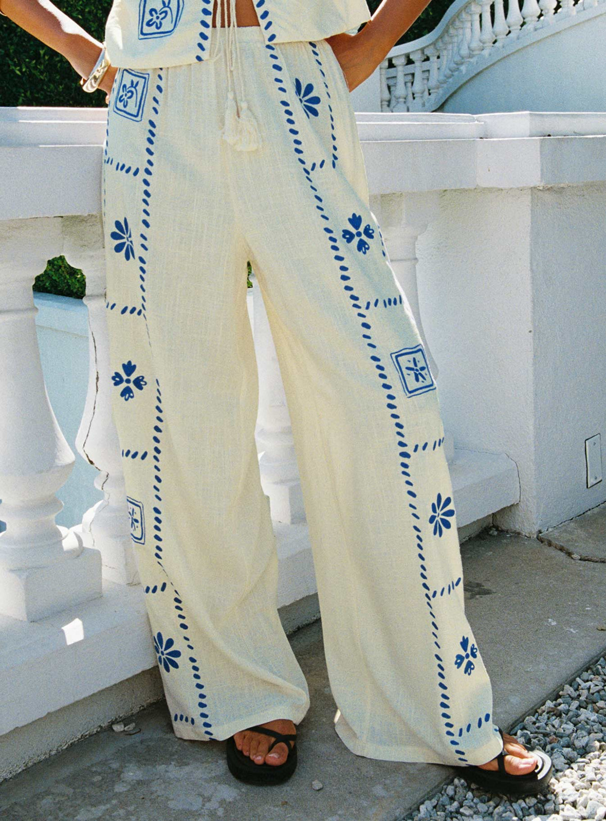 Grazia Pants Cream Blue