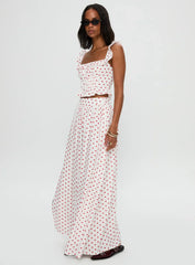 Valerio Maxi Skirt White Red