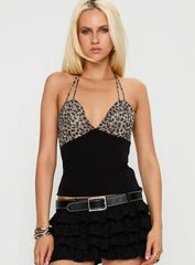 Different Level Top Leopard Black