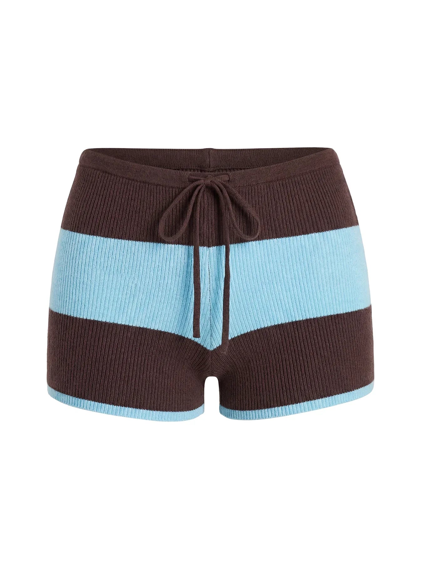 Ahani Low Rise Knit Shorts Blue Brown