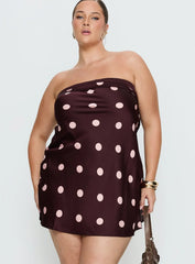 Phillipa Mini Dress Plum Pink Polka Dot Curve
