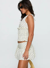 Tovie Frill Linen Blend Skort Cream Polka Dot