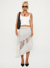 Rennar Maxi Skirt White Polka Dot Petite