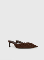 Admiration Pointed Toe Faux Suede Heels Brown