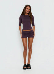 Daily Define Ruched Tie Side Micro Shorts Aubergine