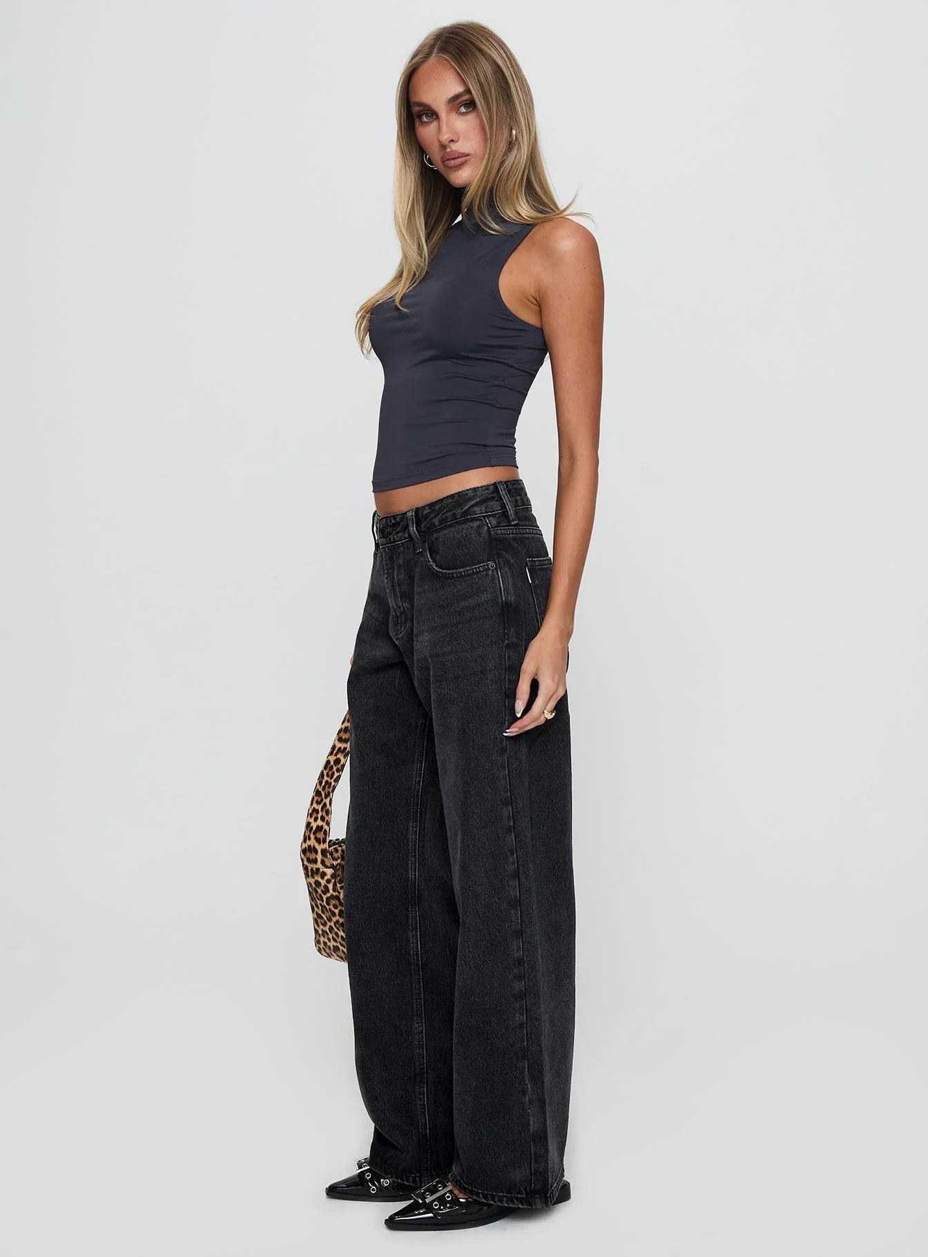 Serenitia Mid Rise Straight Leg Jeans Washed Black Tall