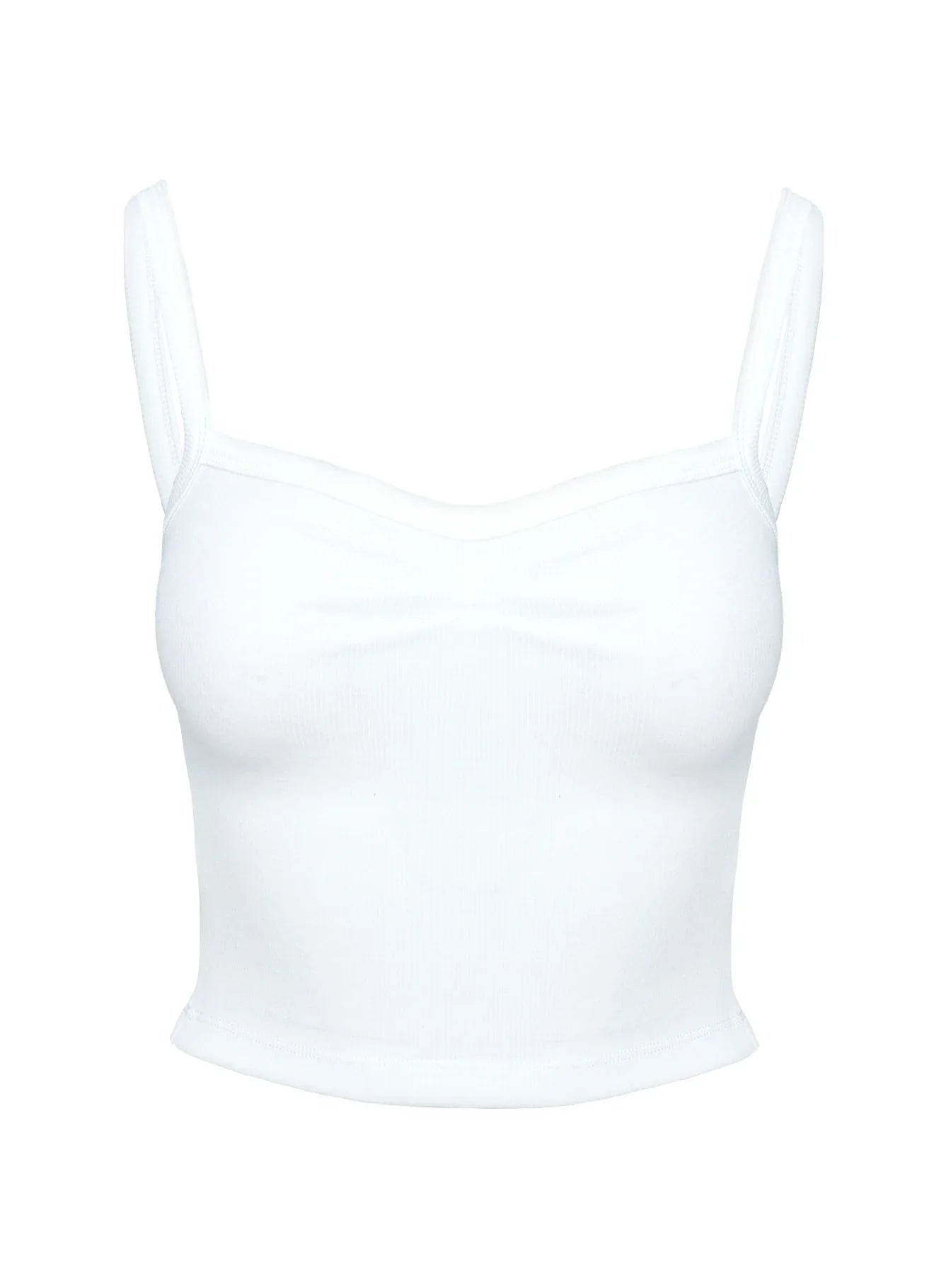 Essentials Ruched Rib Cami Top White