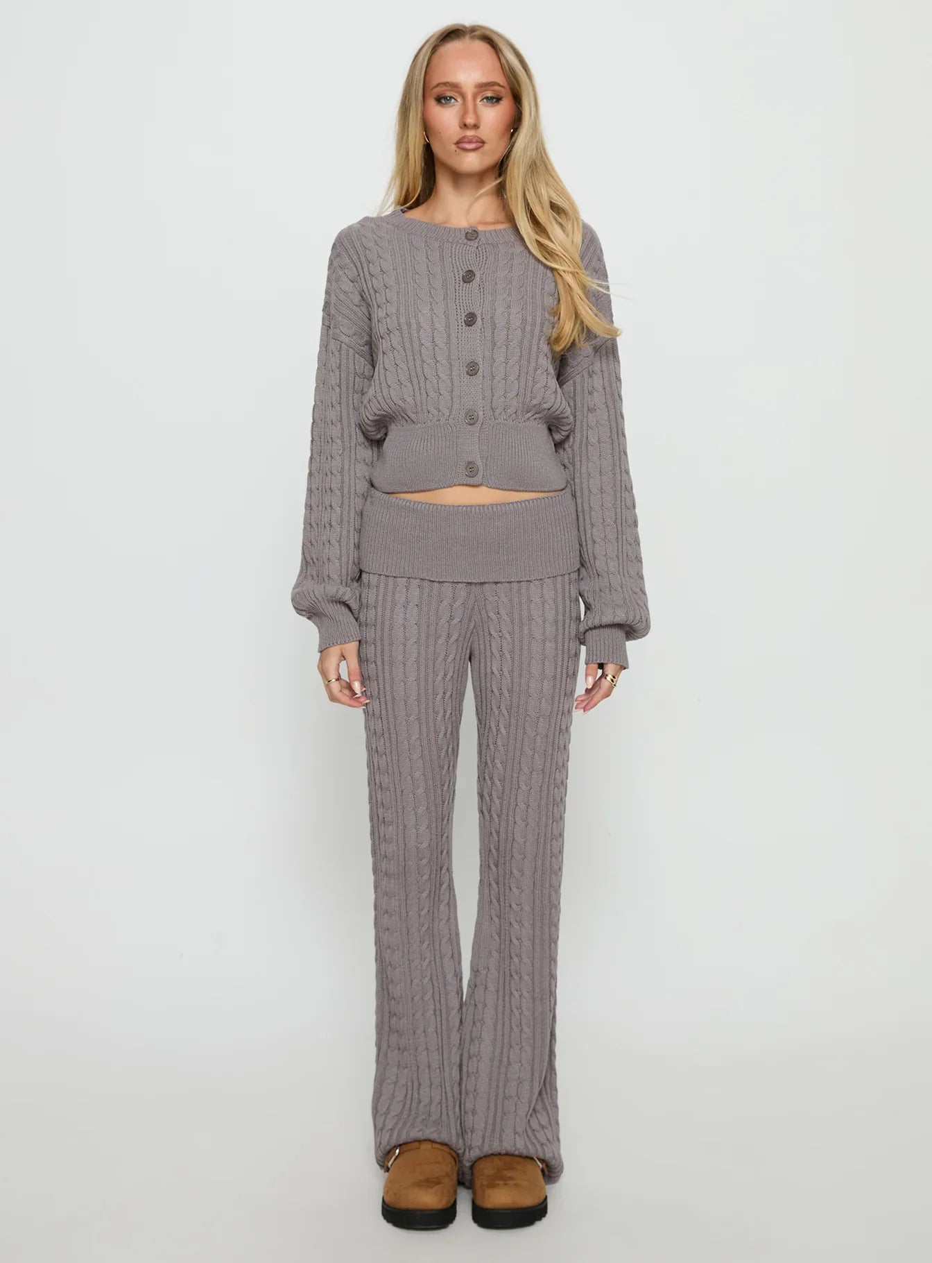 Baleigh Cable Knit Cardigan Grey