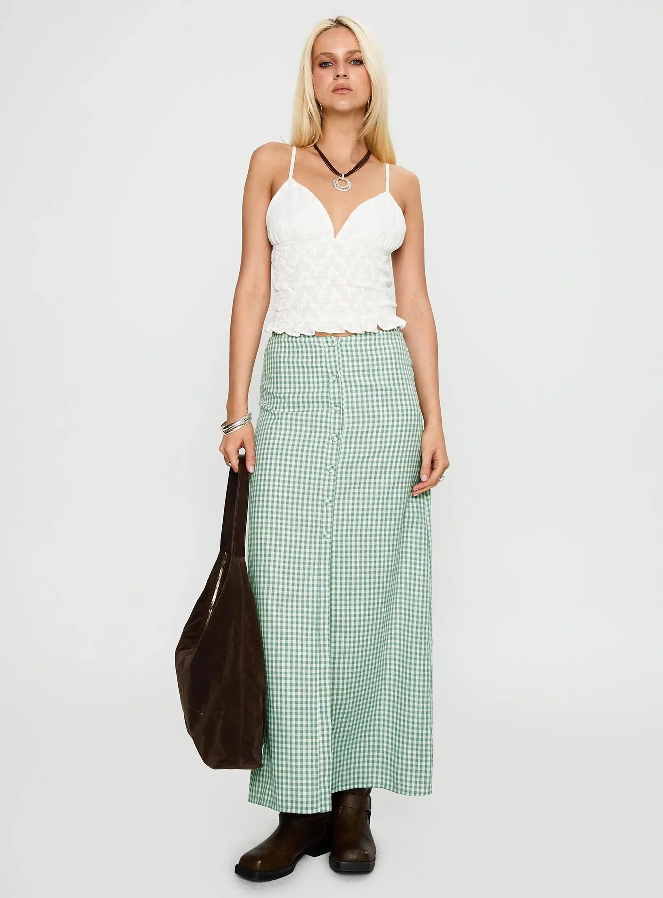 Macadamia Maxi Skirt Green White