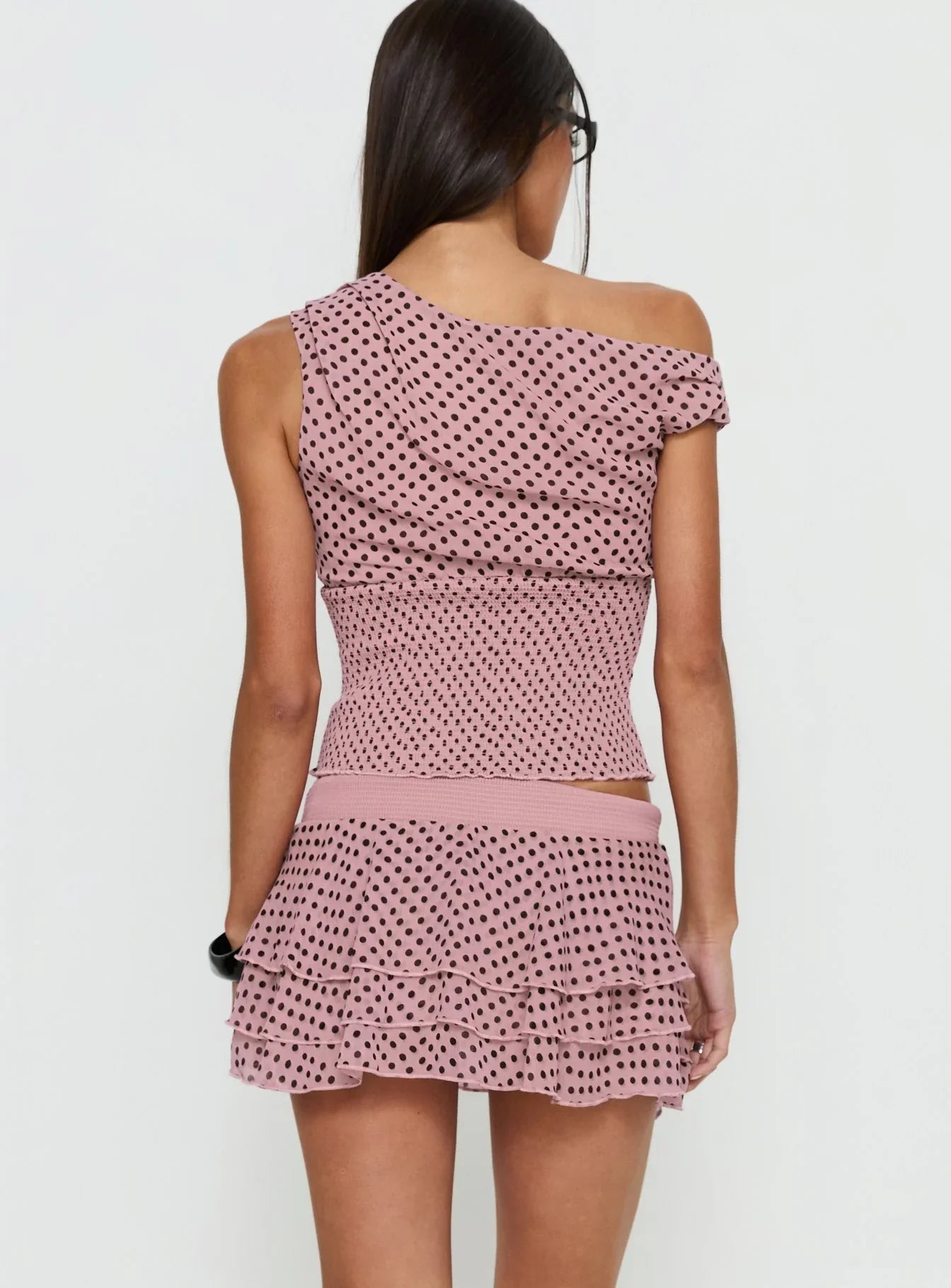 Ready To Party Frill Skort Pink Black Polka