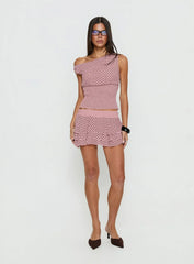 Ready To Party Off Shoulder Top Pink Black Polka