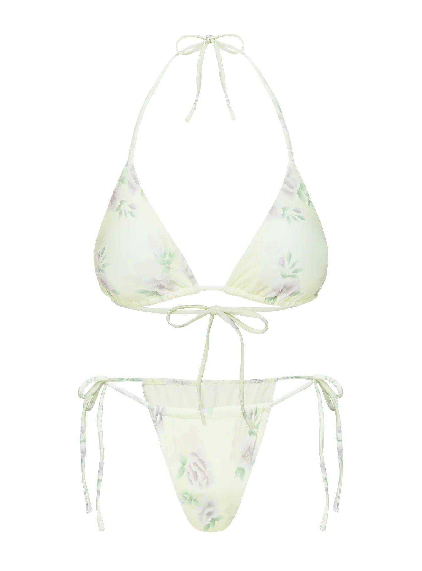 Jenner Tie Side Ruched Bikini Bottom Yellow Purple Floral
