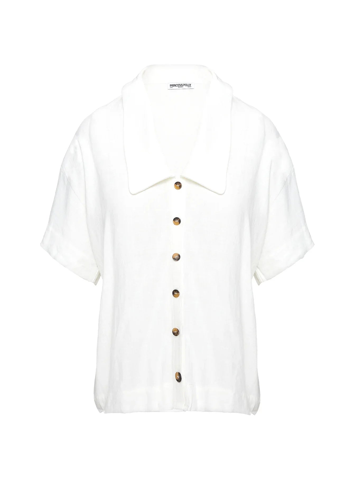 Goody Linen Button Front Top White