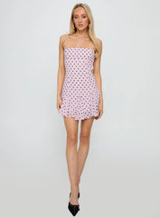 Delamere Mini Dress Pink Black Polka Dot