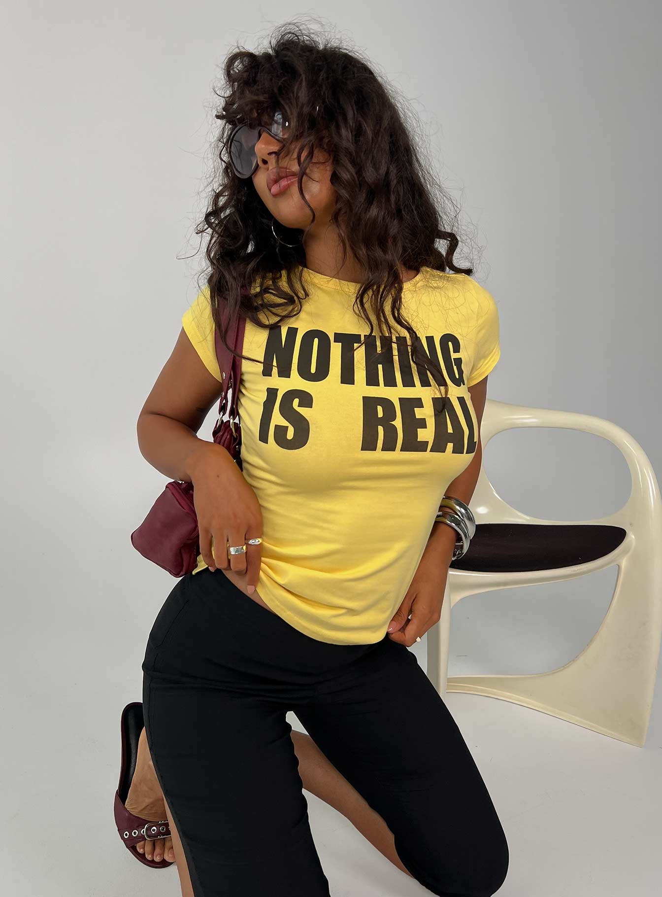 Nothing Is Real Graphic Top Yellow Black