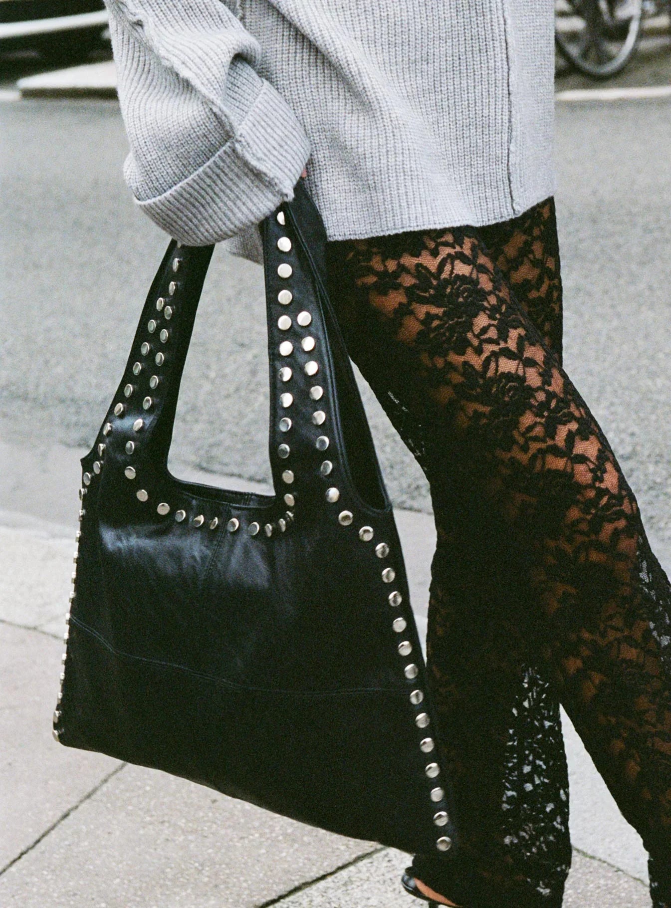 Tell The Truth Studded Bag Black Silver