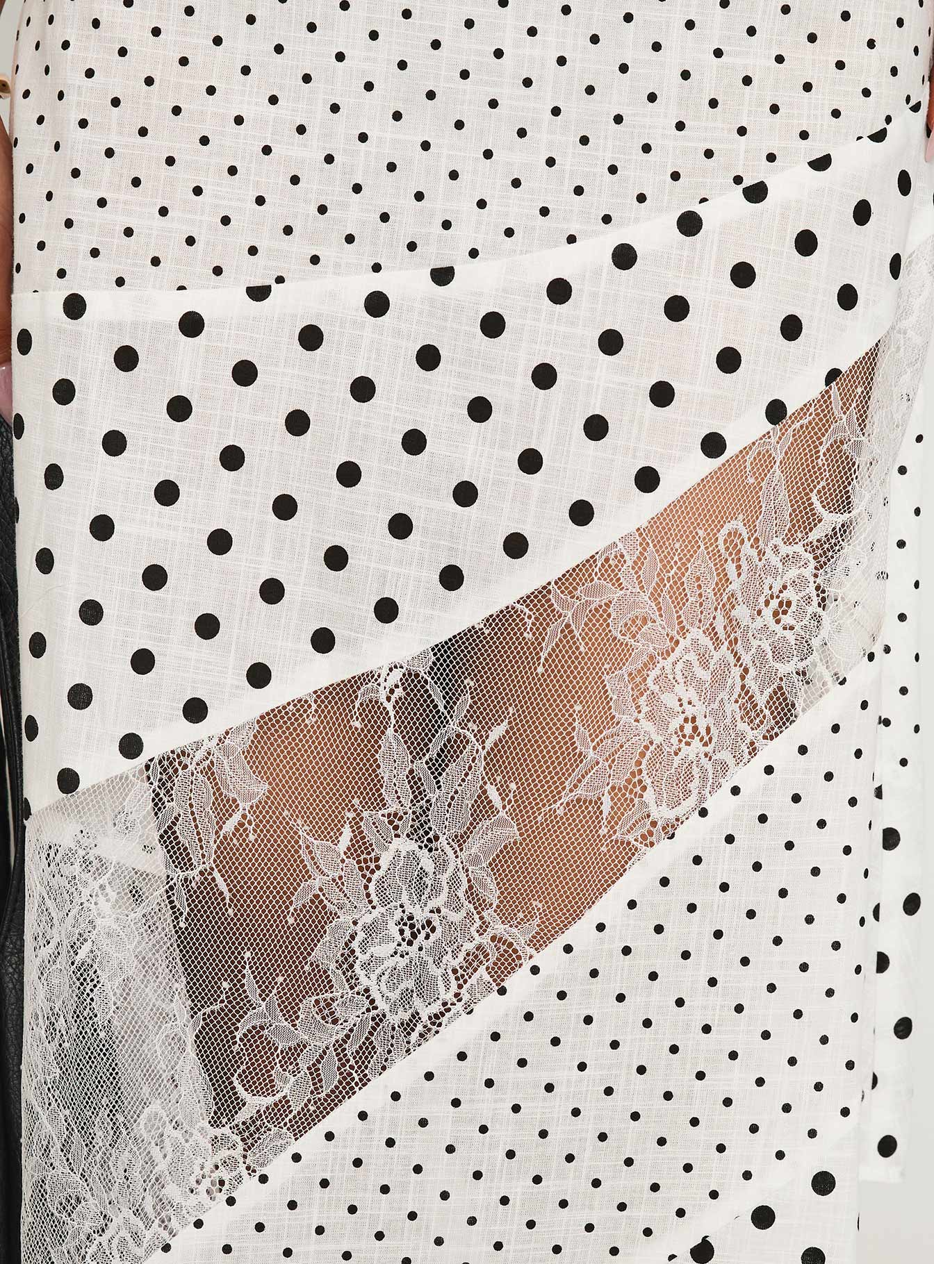 Rennar Maxi Skirt White Polka Dot