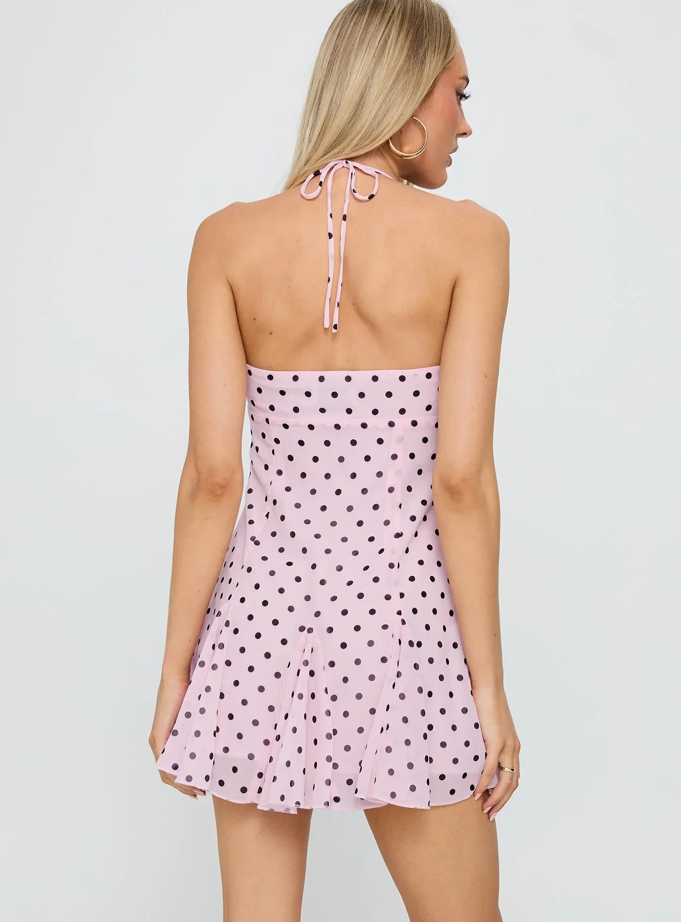 Delamere Mini Dress Pink Black Polka Dot