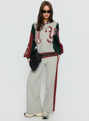 Brandyce Graphic Knit Jacket Grey Red