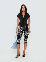 Isadonna Capri Pants Black Polka Dot