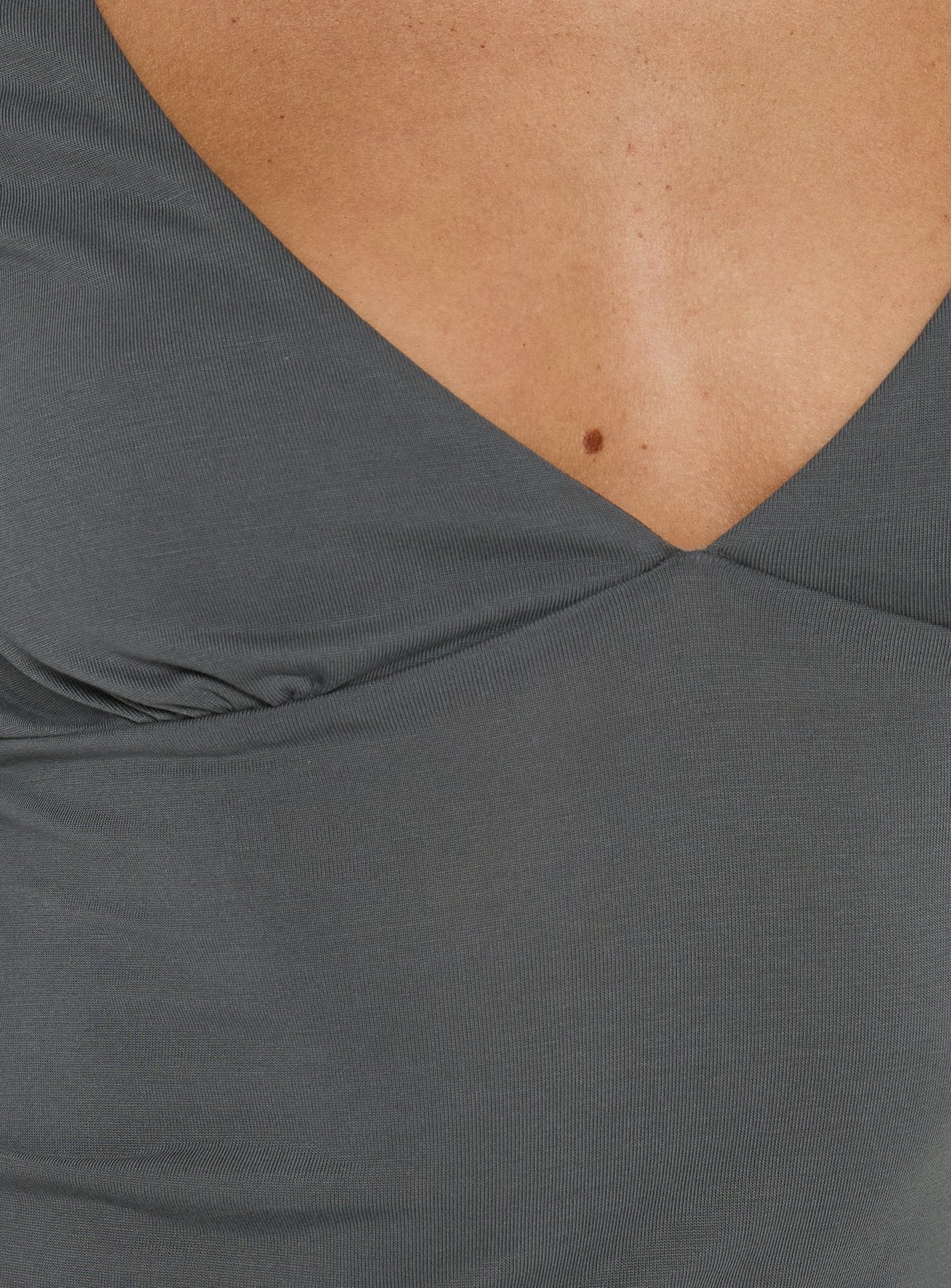 Back To Friends V Neck 3 4 Sleeve Top Grey