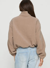Icy Days Fleece Quarter Zip Jumper Light Brown