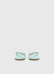 Little Italy Diamante Detail Thong Heels Aqua
