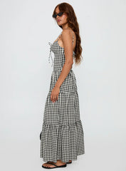 Avaleine Tiered Maxi Dress Black White Check