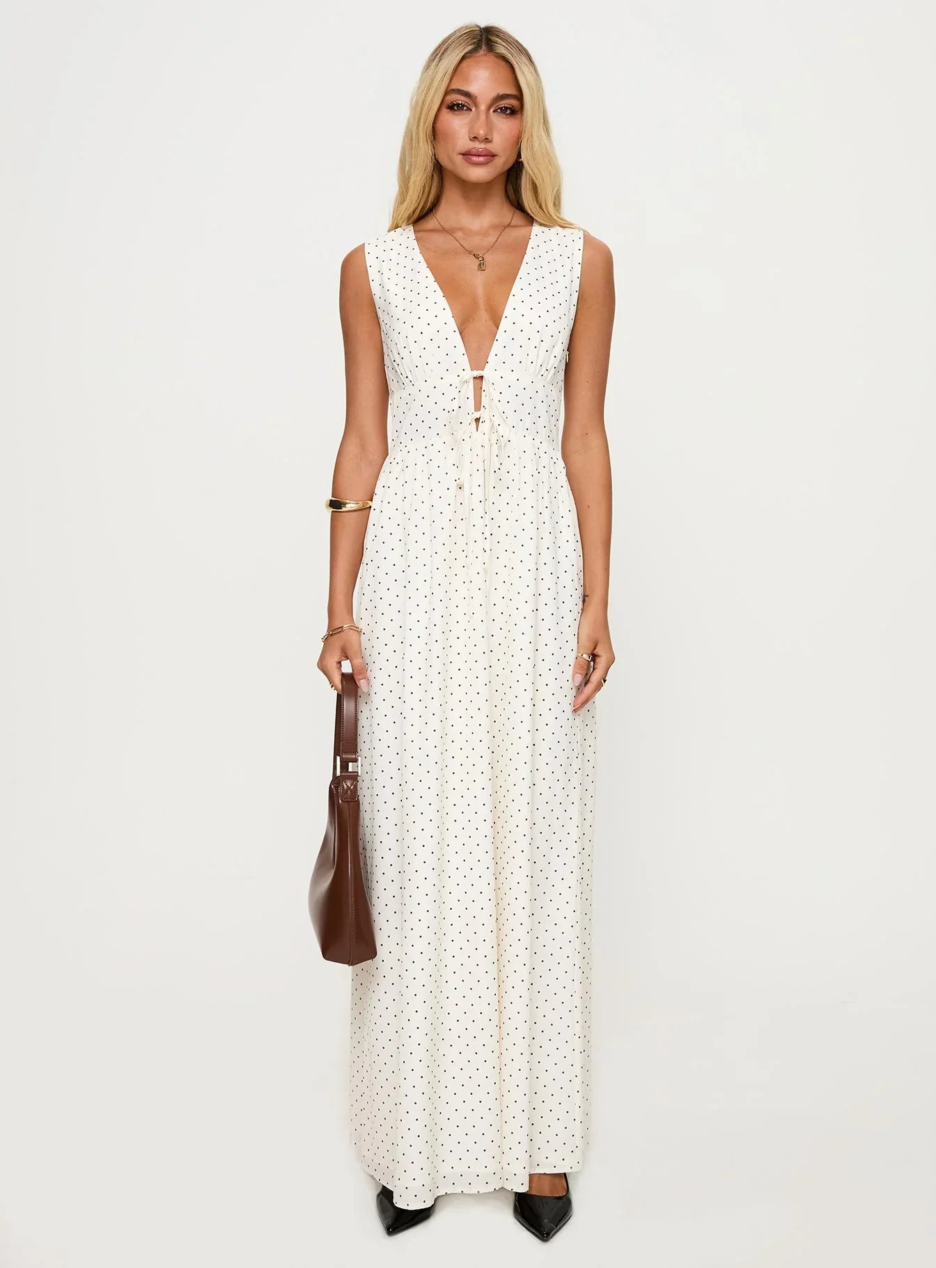 Pokey Maxi Dress Cream Polka Dot