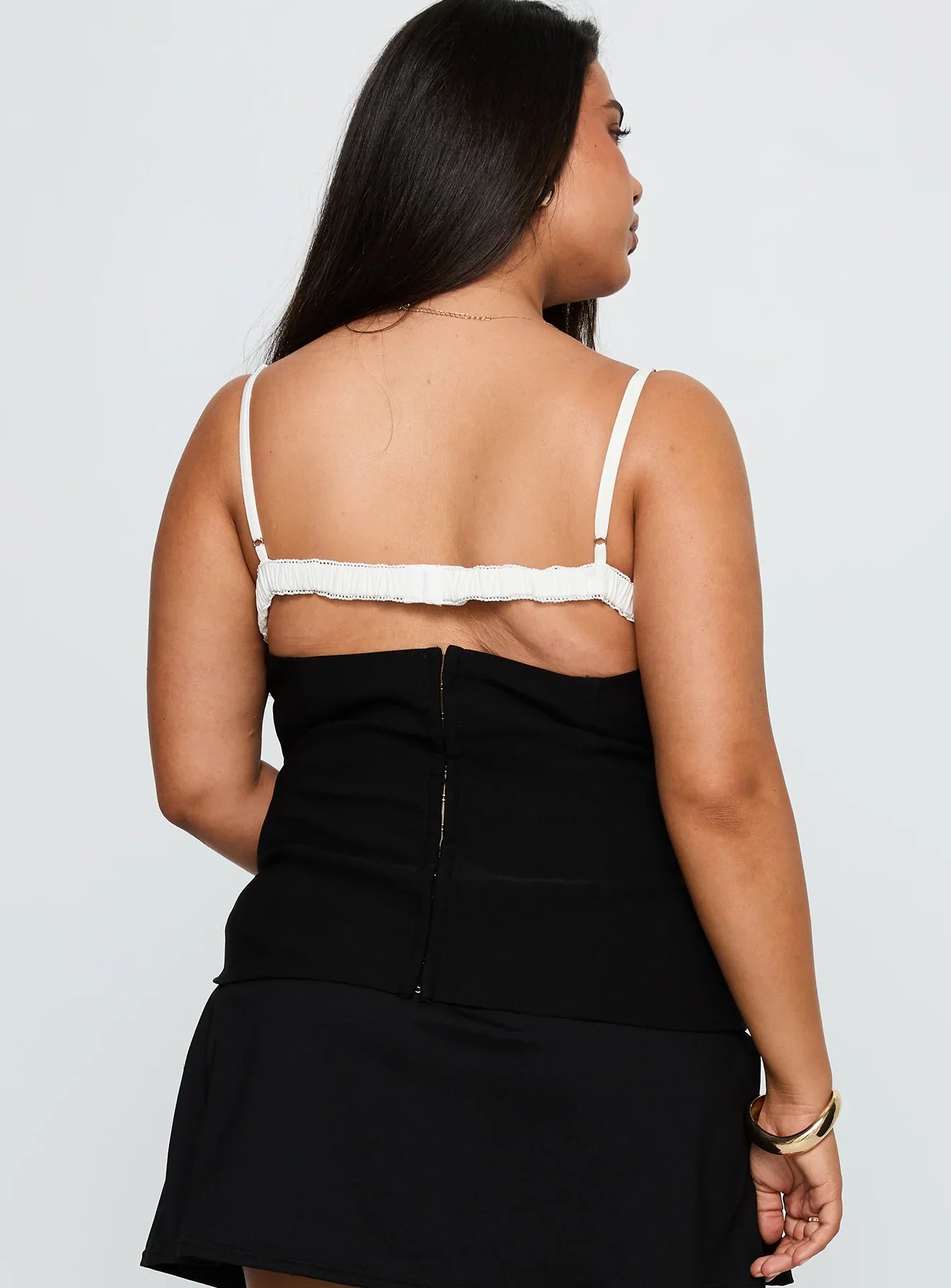 Renaissance Corset Lace Top Black White Curve