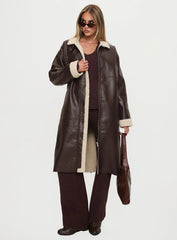 Ammelia Shearling Long line Jacket Brown