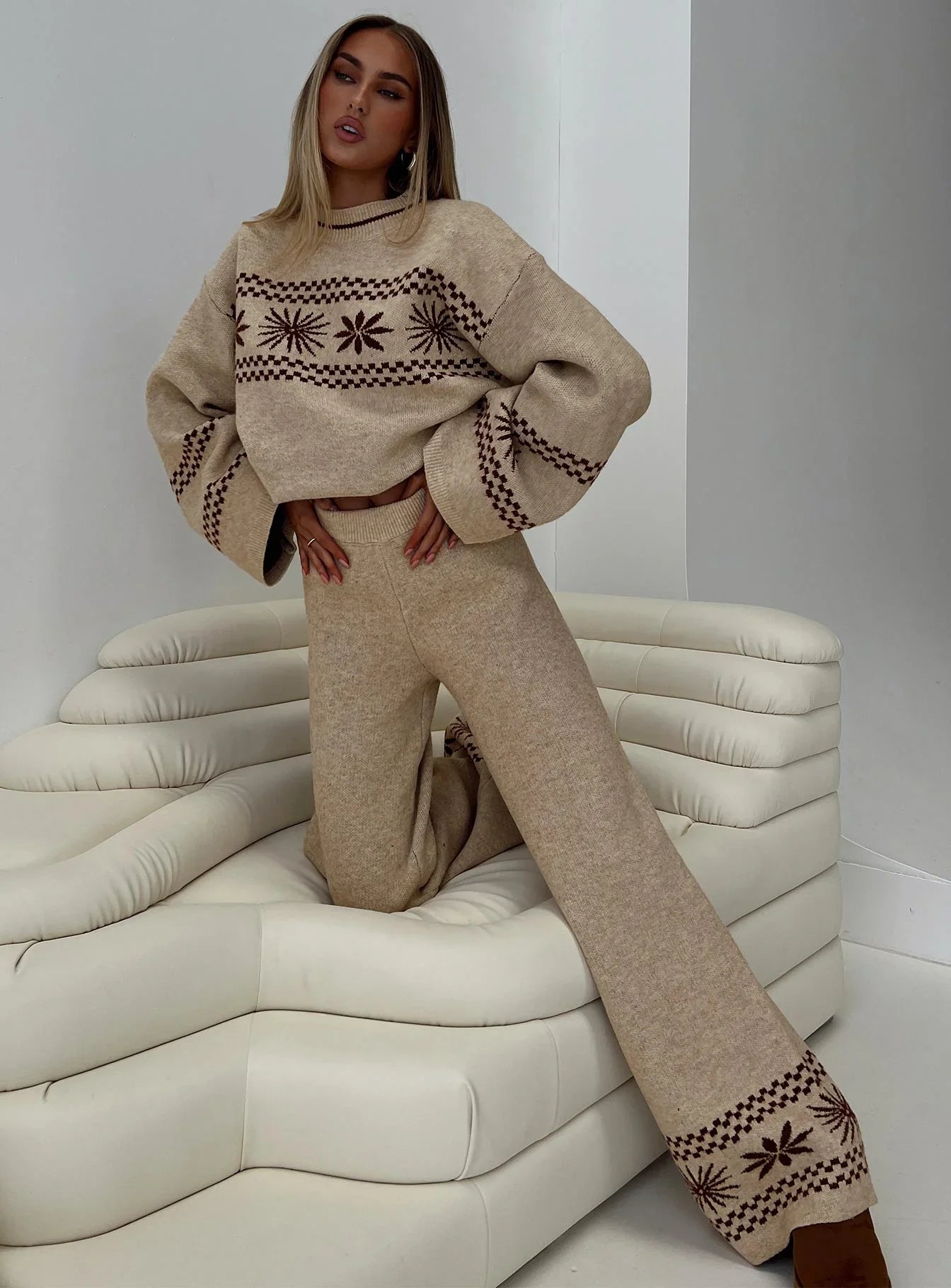 Anok Star Pants Brown Cream
