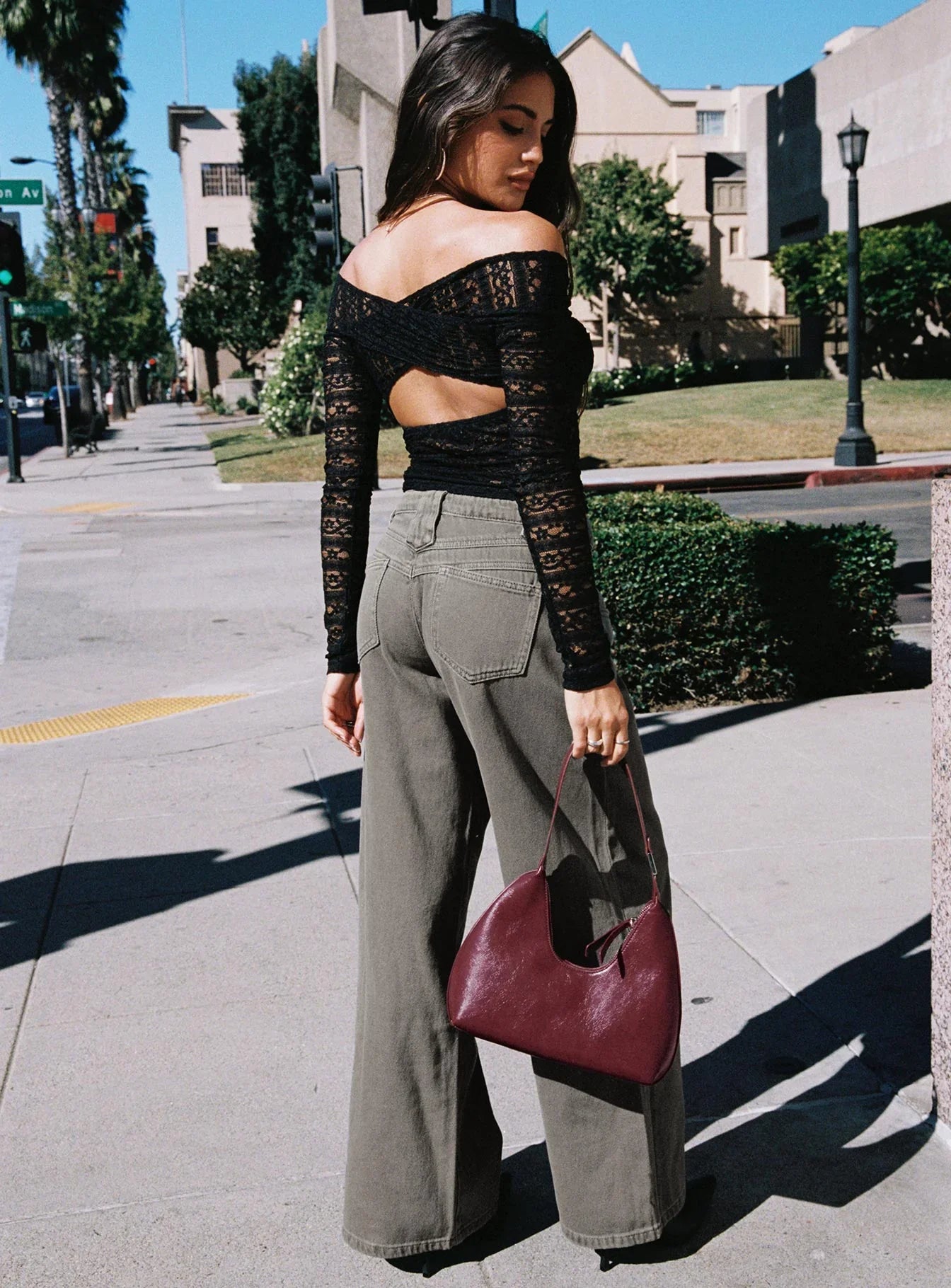 West Side Mid Rise Wide Leg Jeans Grey Wash