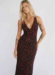 Nellie Maxi Dress Black Red Floral