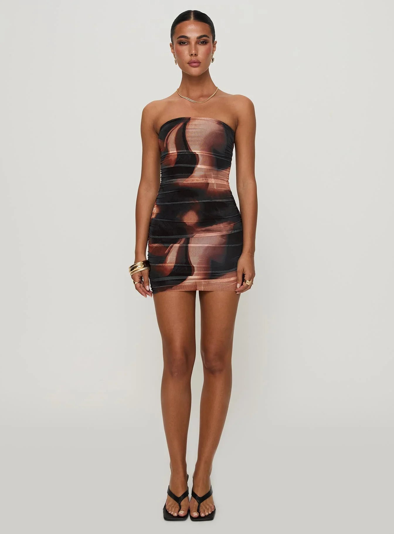 Kalena Mini Dress Brown Multi
