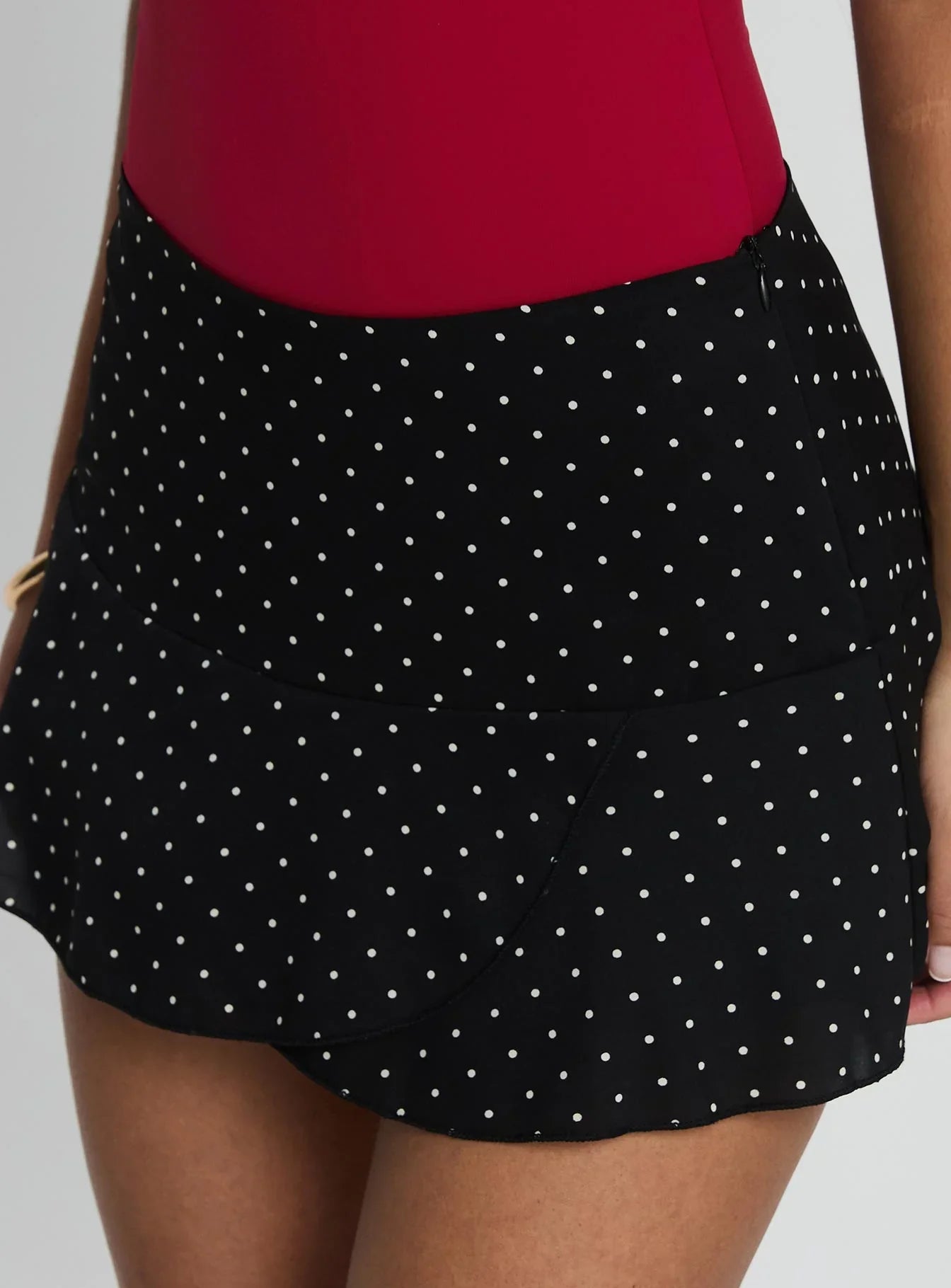 Sonsie Mini Skirt Black White Polka