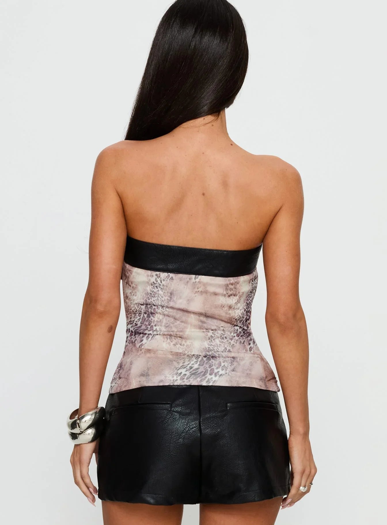 Jalyne Strapless Belted Top Animal