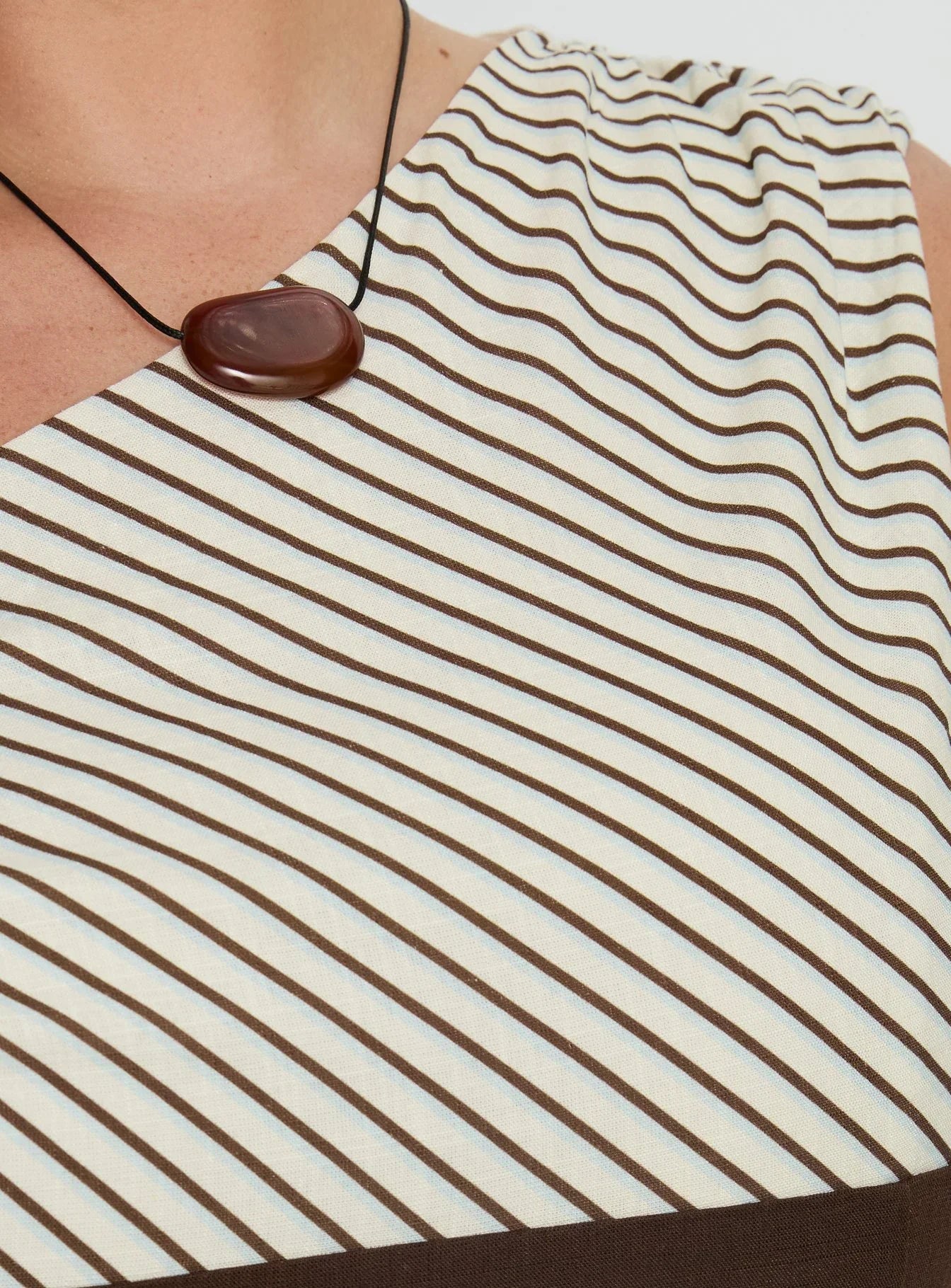 Past Life One Shoulder Top Brown Stripe Curve