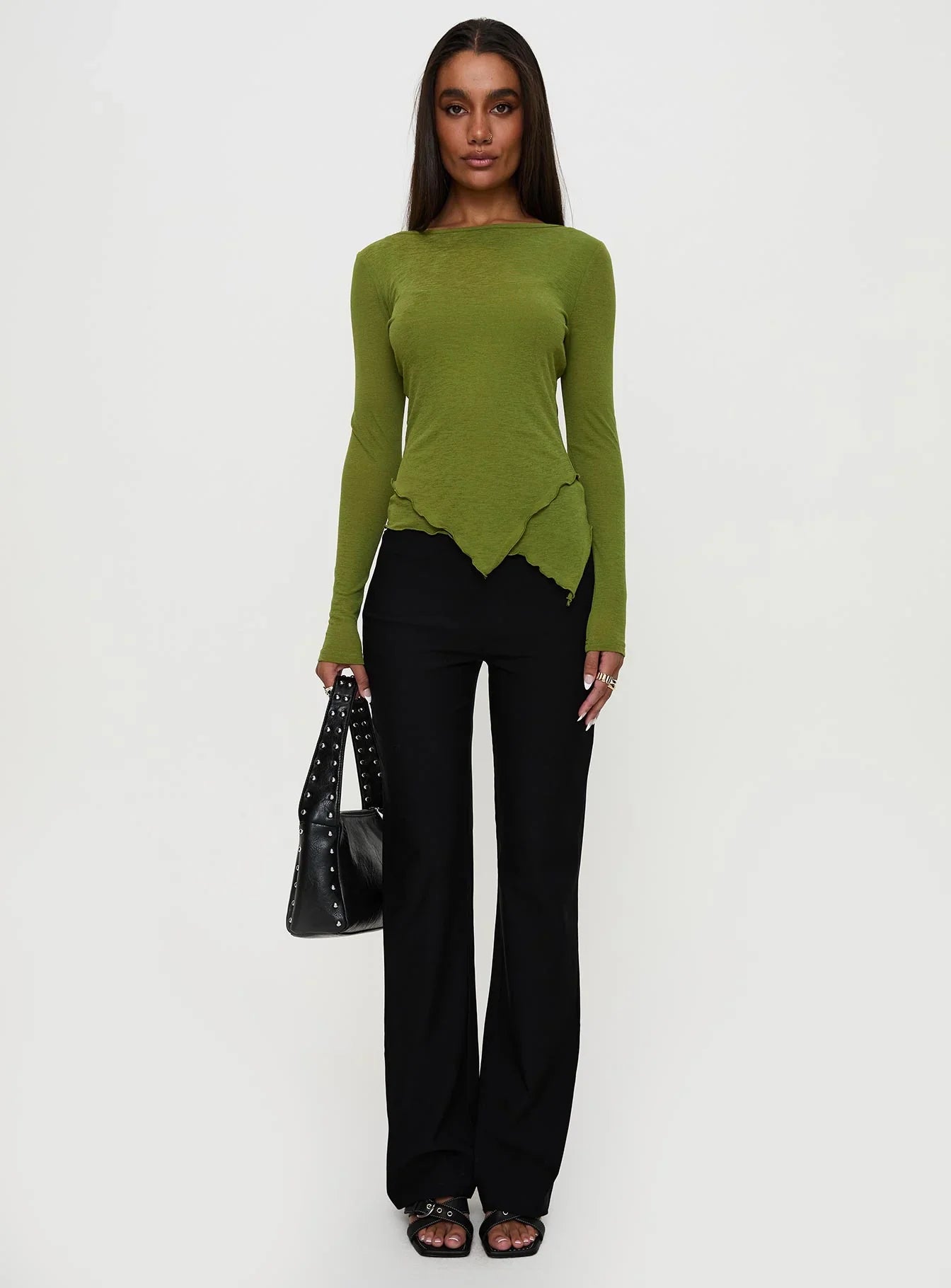 I Know You Backless Long Sleeve Top Green